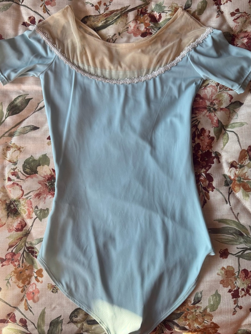 Ballet Leotard Adult size XS/S baby blue off-shoulder design